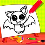 Easy Kids Coloring Bat